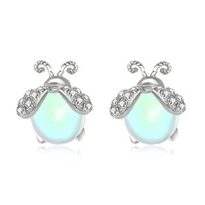 Sterling Silver Firefly Moonstone Stud Earrings